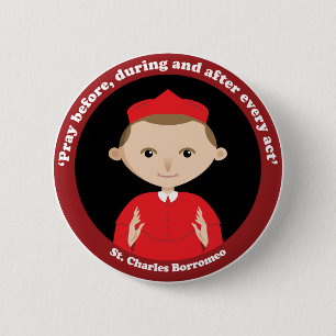St. Charles Borromeo 6 Cm Round Badge