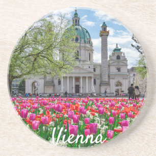 St. Charles Church in spring in Vienna, Austria Coaster