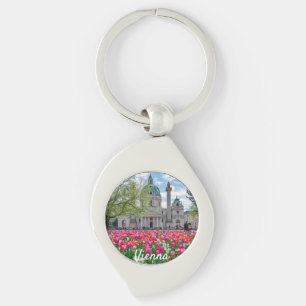 St. Charles Church in spring in Vienna, Austria Key Ring