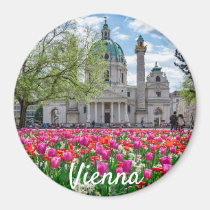St. Charles Church in spring in Vienna, Austria Magnet
