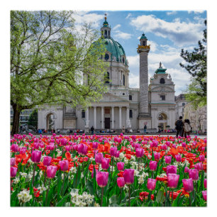 St. Charles Church in spring in Vienna, Austria Poster