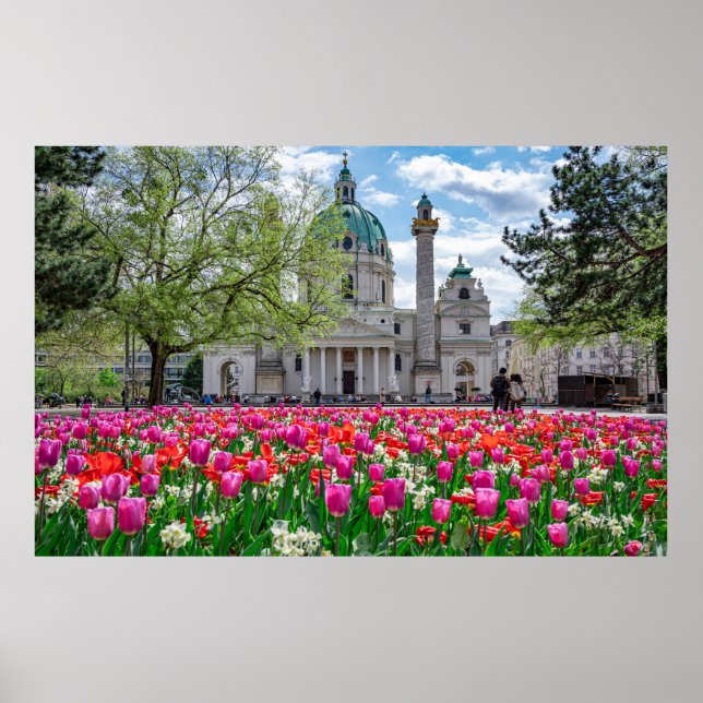 St. Charles Church in spring in Vienna, Austria Poster (Front)