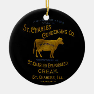 St Charles Illinois DAIRY COW MILK CREAM 1899 Ceramic Ornament