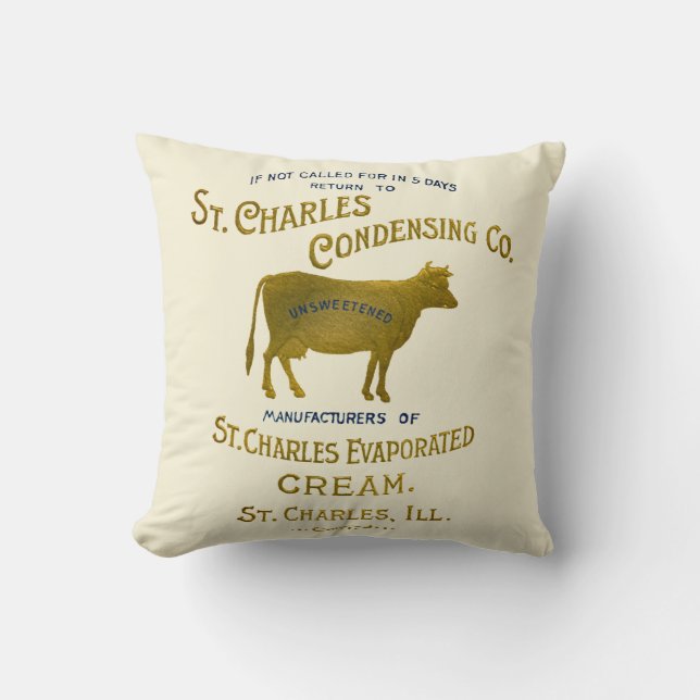 St Charles Illinois DAIRY COW MILK CREAM 1899 Cushion (Front)