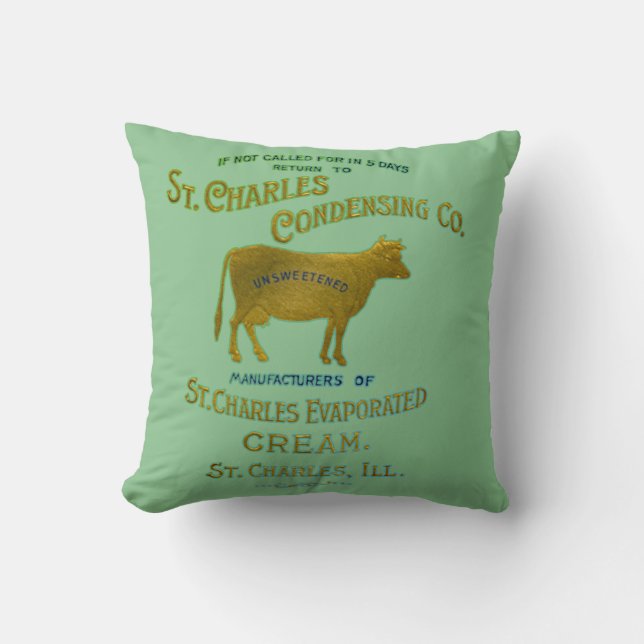 St Charles Illinois DAIRY COW MILK CREAM 1899 Cushion (Front)