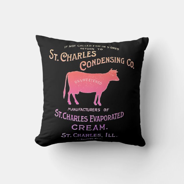 St Charles Illinois DAIRY COW MILK CREAM 1899 Cushion (Front)