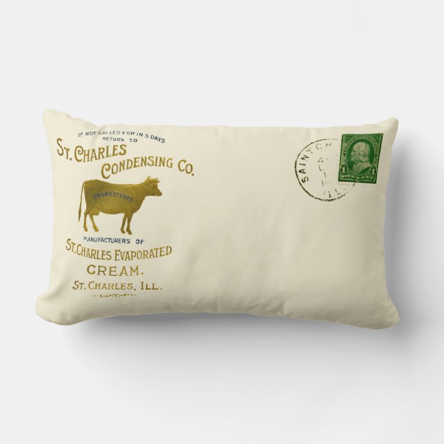 St Charles Illinois DAIRY COW MILK CREAM 1899 Lumbar Cushion (Front)