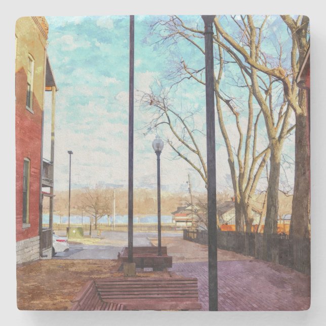 St Charles Walkway Painterly Stone Coaster (Front)