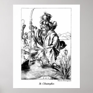 St. Christopher Adult Colouring Mediaeval Fine Art Poster