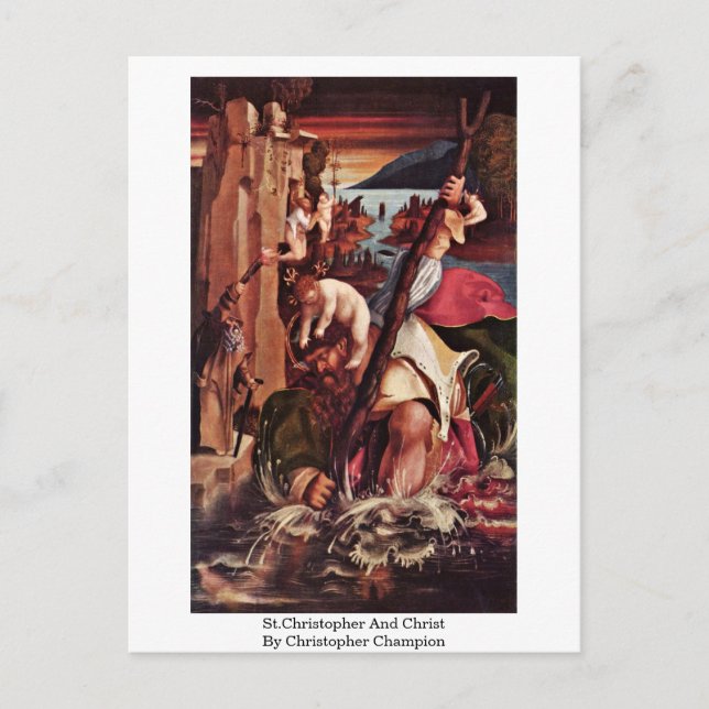 St.Christopher And Christ By Christopher Champion Postcard (Front)
