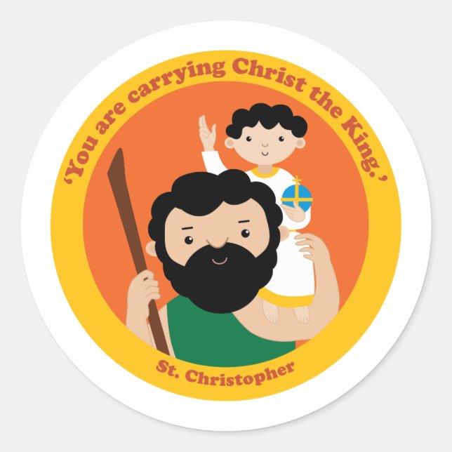 St. Christopher Classic Round Sticker (Front)