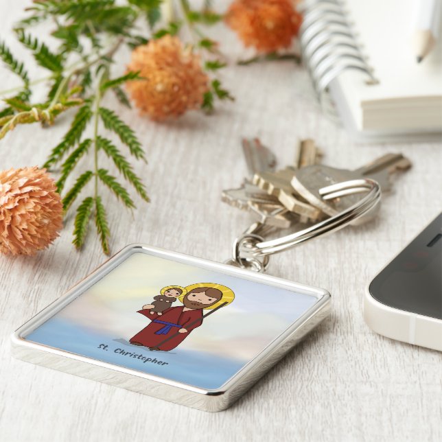 St. Christopher Feast Day Saint  Key Ring (Side)