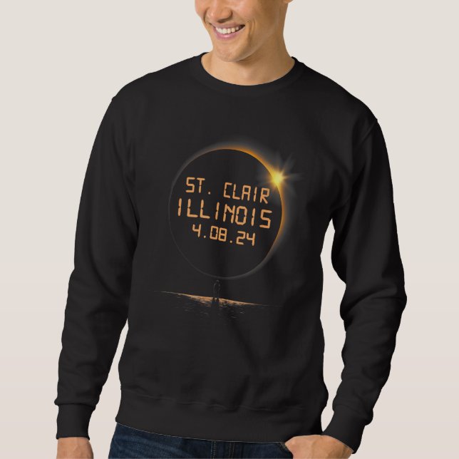 St Clair Illinois IL Total Solar Eclipse April 8 2 Sweatshirt (Front)