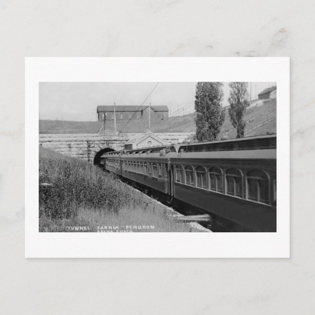 St. Clair River Tunnel - Vintage Louis Pesha Postcard (Front)