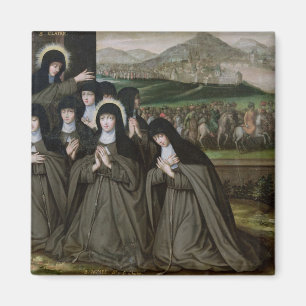 St. Claire with her Sister, Agnes and Nuns Magnet