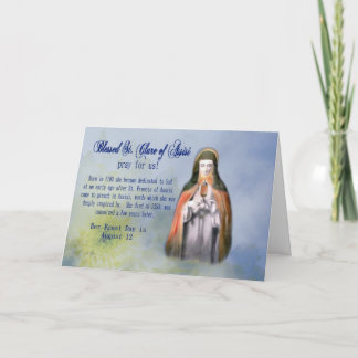 St. Clare Feast Day Greeting Card or Name Day