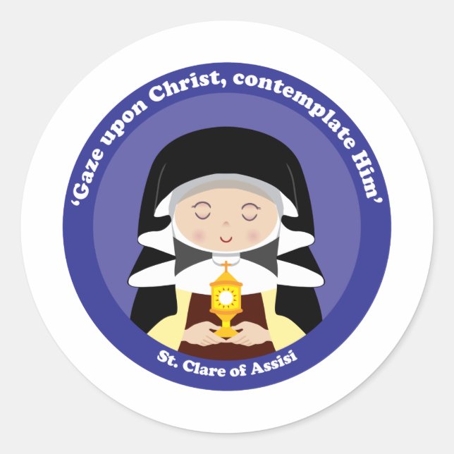 St. Clare of Assisi Classic Round Sticker (Front)