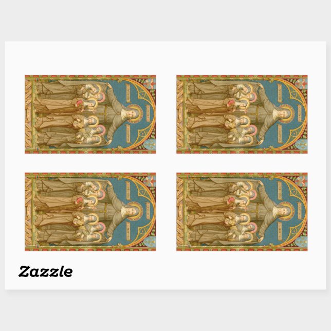 St. Clare of Assisi & Nuns (SAU 027) Rectangular Sticker (Sheet)