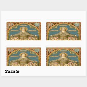St. Clare of Assisi & Scrolls of Vows (SAU 027) Rectangular Sticker