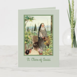 St Clare of Assisi Watering Flowers (M 065) Card
