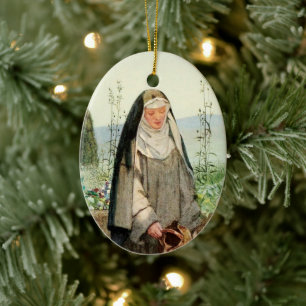 St Clare of Assisi Watering Flowers (M 065) Ceramic Ornament