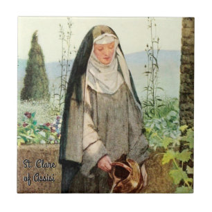 St Clare of Assisi Watering Flowers (M 065) Ceramic Tile
