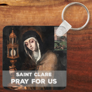 St. Clare Pray for Us Key Ring