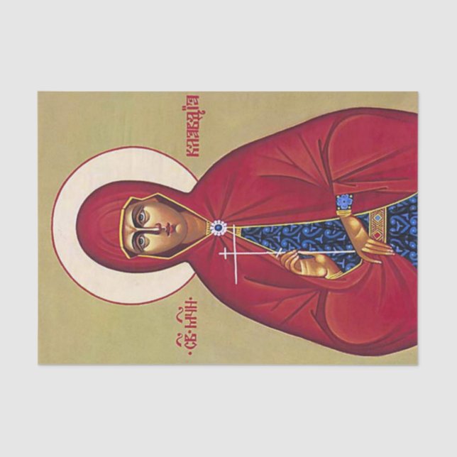 St. Claudia Orthodox Christian Icon Tissue Paper (Front)