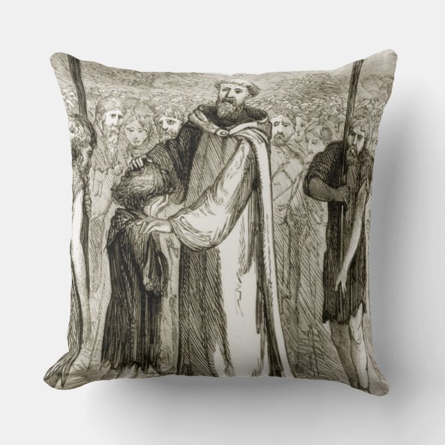 St. Columba blesses a wild boy, from 'The Trias Th Cushion (Front)