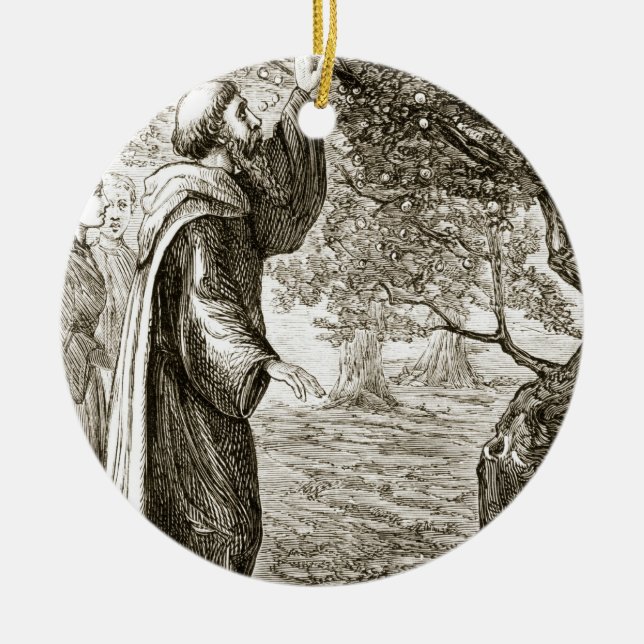 St. Columba changes bitter fruit into sweet, from Ceramic Tree Decoration (Front)