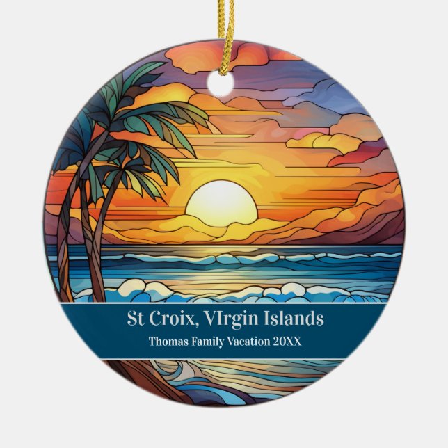 St Croix Beach Vacation Ceramic Ornament (Front)