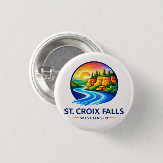 St. Croix Falls Wisconsin Scenic River & Cliffs  3 Cm Round Badge