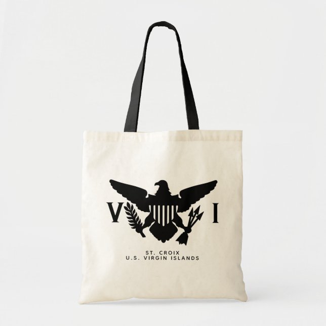 St. Croix, U.S. Virgin Islands Flag, Black Tote Bag (Front)