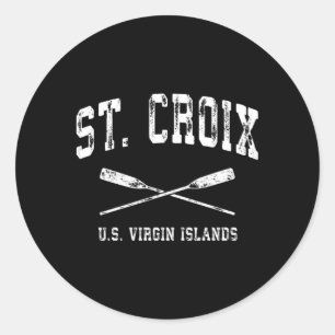 St Croix Us Virgin Islands Nautical Crossed Oars Classic Round Sticker