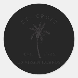 St Croix Usvi Beach Palm Tree Novelty Classic Round Sticker
