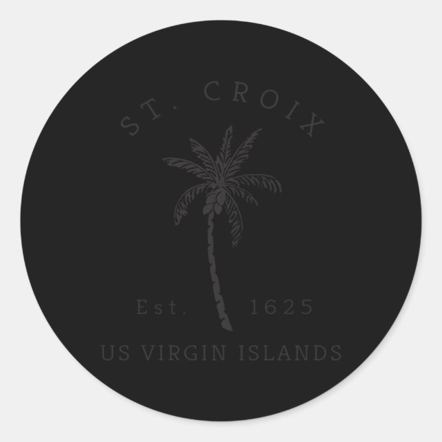 St Croix Usvi Beach Palm Tree Novelty Classic Round Sticker (Front)