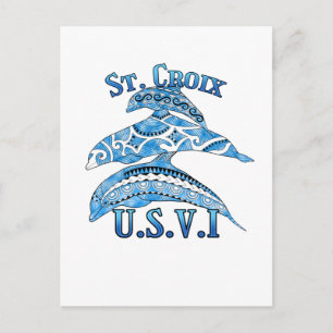 St. Croix USVI Vacation Tribal Dolphins Postcard