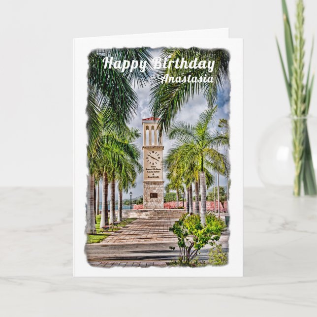 St. Croix Virgin Islands Clock Tower Birthday Card (Front)