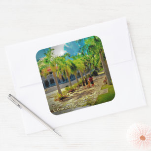 St. Croix Virgin Islands Palm Trees Family Square Sticker