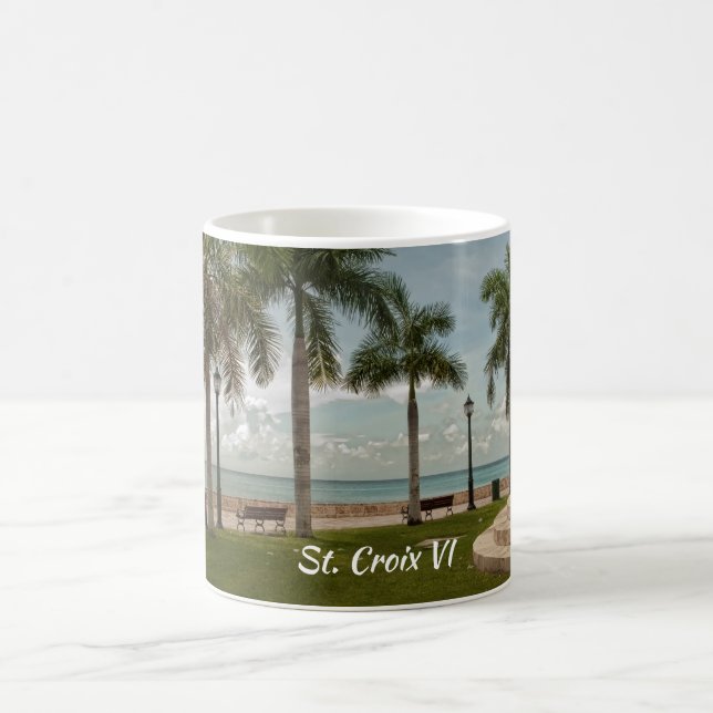 St. Croix Virgin Islands Tropical Palms Beach Coffee Mug (Center)