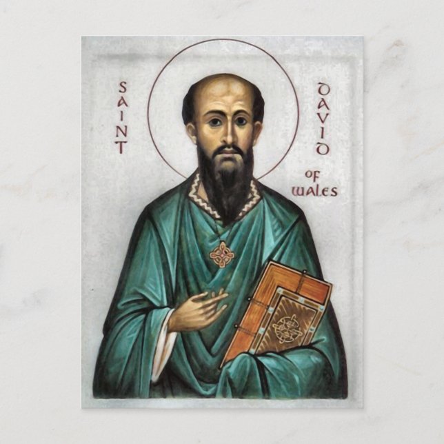 St. David of Wales Orthodox Christian Icon Postcard (Front)