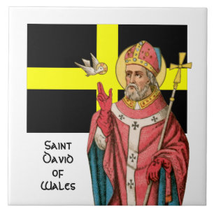 St. David of Wales (P 001) and His Flag Ceramic Tile