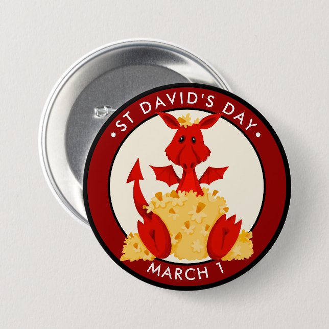 St. David’s Day 7.5 Cm Round Badge (Front & Back)