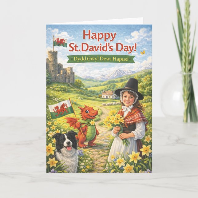 St David’s Day Card – Welsh Greeting Card (Front)