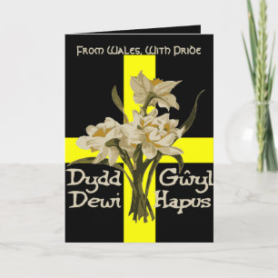 St Davids Day Daffodils And Cross Card