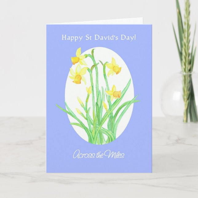 St David's Day Daffodils Card, Across the Miles Card (Front)