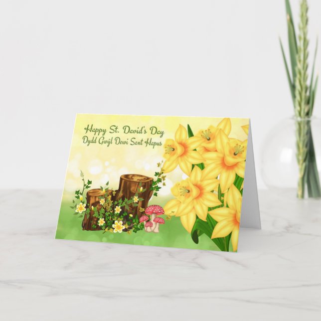 St. David's Day Greeting With Forest Plants And Da Card (Front)
