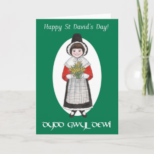 St David's Day, Welsh Costume, Bilingual Card