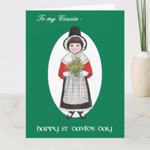 St David's Day, Welsh Costume, For Cousin Card