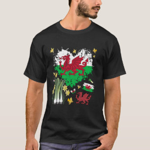 St Davids Day Welsh Flag Idea For Kids Wales Leek T-Shirt